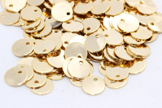 10mm 24k Shiny Gold Round Charms, Round,Personalized  CHK493