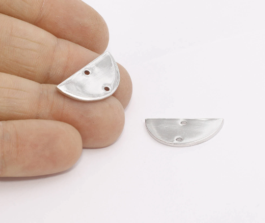 12x24mm Rhodium Plated Semicircle, Half Moon Charms, FNL139