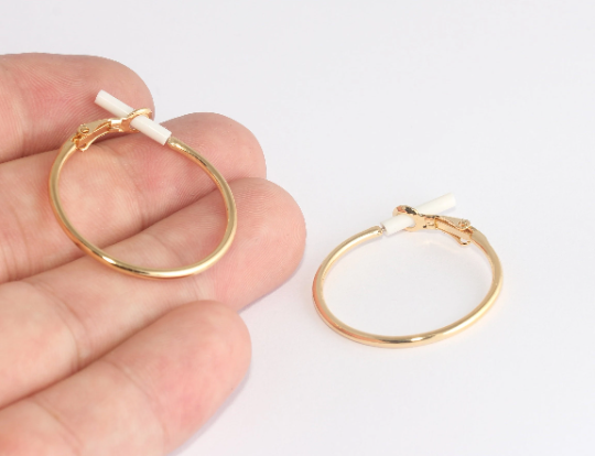 30mm 24k Shiny Gold Earring Hoops, Hoop Ear Wire, Hoop SLM463