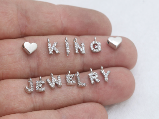 Cubic Zirconia Letter Charms