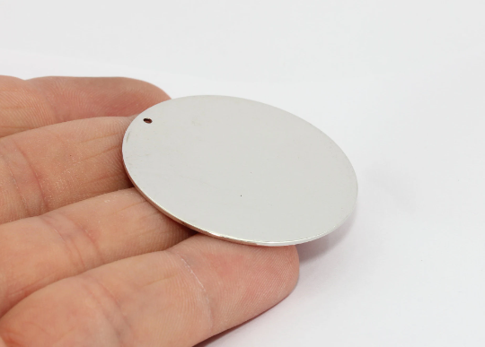 40mm Rhodium Plated Disc, Stamping Blank, Personalized BRT793