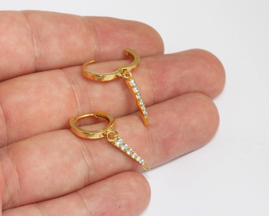 Earrings, Micro Pave Leverback