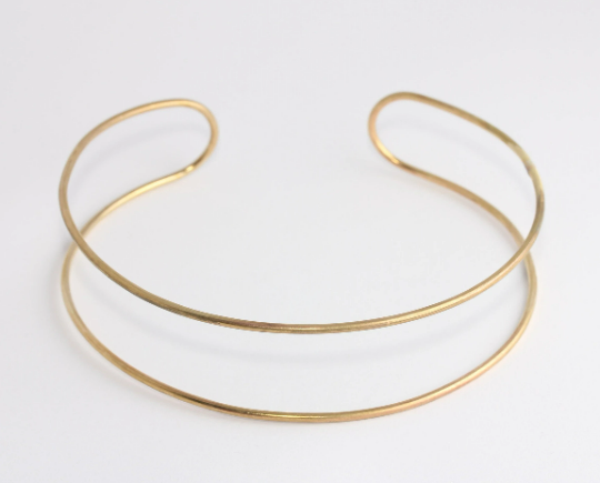 2mm Raw Brass Round Wire Necklace, Open Cuff Necklace,  CHK139