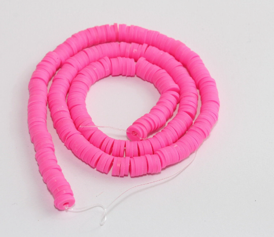 6 mm Pembe Polimer Boncuklar, Toptan Keishi Boncuk Telleri, CHK613