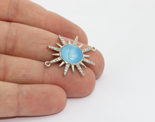 26x30mm Rodyum Kaplama Güneş Charms, Mikro Döşeme Charms, MTE1315