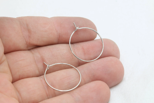 20mm Silver Plated Hoop Earrings, Circle Wire Earrings, EAR7