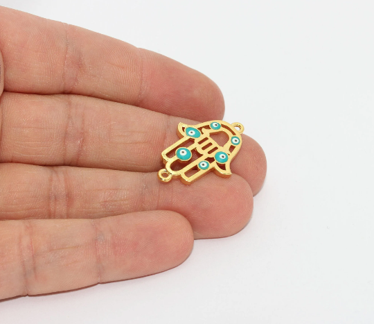 20x29mm 24 Shiny Gold Hamsa, Evil Eye Hamsa, Hamsa ZRCN343