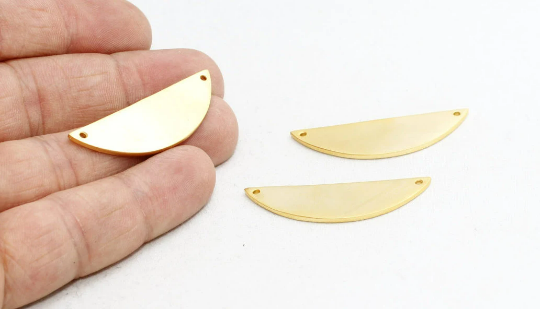 Ciondolo placcato oro opaco 24k 14x42 mm, ciondolo a mezzaluna, BRT272