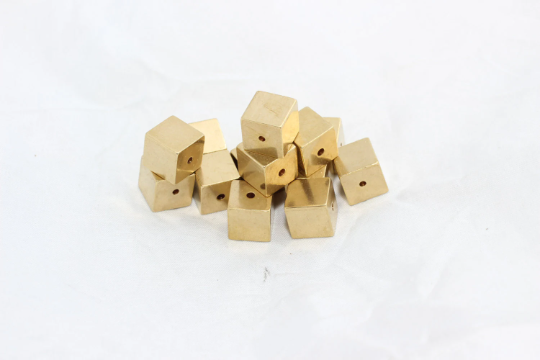 10mm Raw Brass Cube Pendant, Cube Beads, Necklace KA76