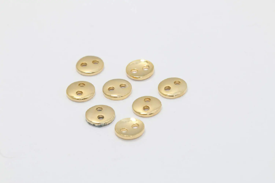 8mm 24k Shiny Gold Button Charms, Button Connectors, BRT718