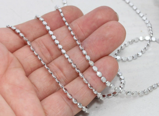 3mm Silver Color Plated Cube Chain, Square Ball Chains, BXB193-1