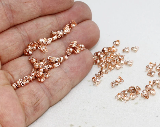 1mm Gül Altın Kaplama Kıvrım, Top Zincir Kıvrım, Zincir, ROSE47