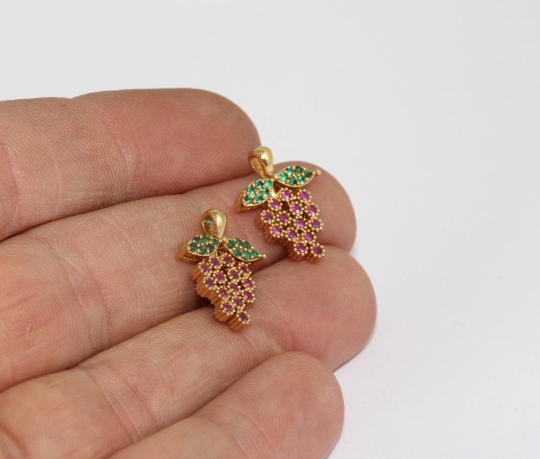 14x18mm 24 Ayar Parlak Altın Kaplama Üzüm Boncukları, Üzüm Boncukları, MLS218