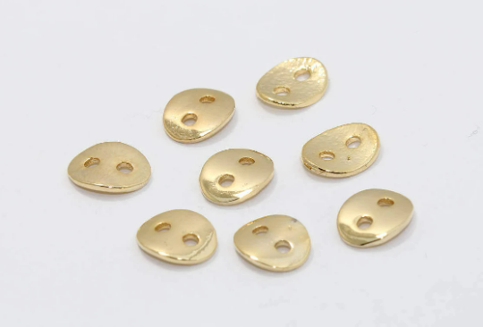 7x9mm 24k Shiny Gold Button Charms, Connectors, Brass BRT714