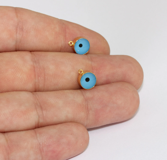 8x10mm 24k Shiny Gold Evil Eye Beads, Evil Eye Charms, MLS311