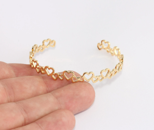 Shiny Gold Bracelet Cuff Heart Bracelet Bracelet