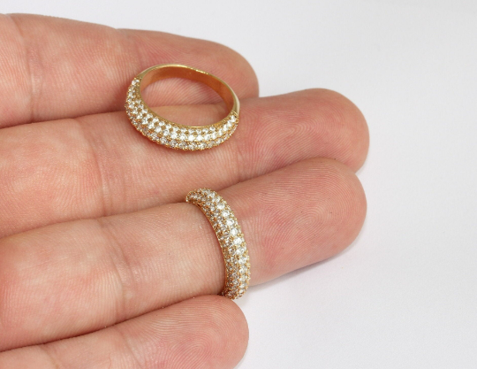 17mm 24k Shiny Gold Micro Pave Closed Rings, Dainty , MLS890
