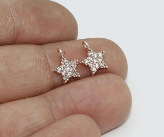 8x11 mm Gül Altın Yıldız Takılar, Kübik Zirkon Takılar, ZRCN446