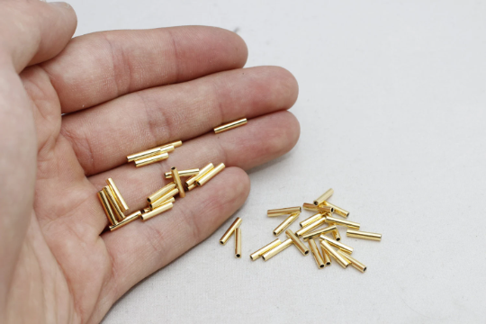 2x10mm mat Altın Aralayıcı Tüpler, Tüp Boncuklar, Yuvarlak, BRT480