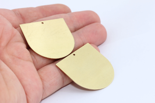 35x35mm Raw Brass Half Moon, Half Circle Charms, Tear SOM133
