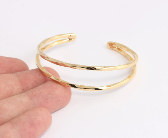 58 mm 24 Ayar Parlak Altın Yuvarlak Tel Bileklik, Açık Manşet CHK672