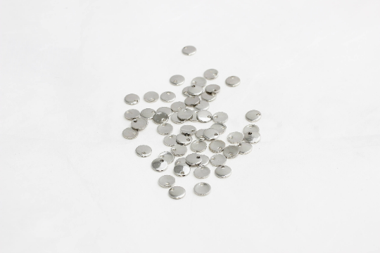 6mm Rhodium Plated Coins, Coin Charms, Drop Charms, Round  AE107