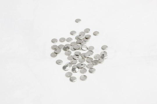 6mm Rhodium Plated Coins, Coin Charms, Drop Charms, Round AE107