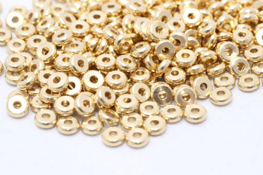 Raw Brass Spacer Beads (4mm) Tiny Spacer Beads - Round KA24