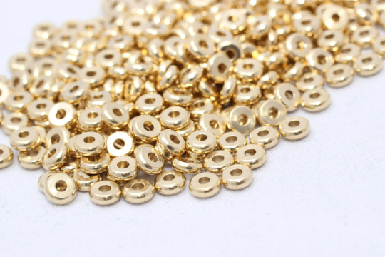 Raw Brass Spacer Beads (4mm) Tiny Spacer Beads - Round KA24