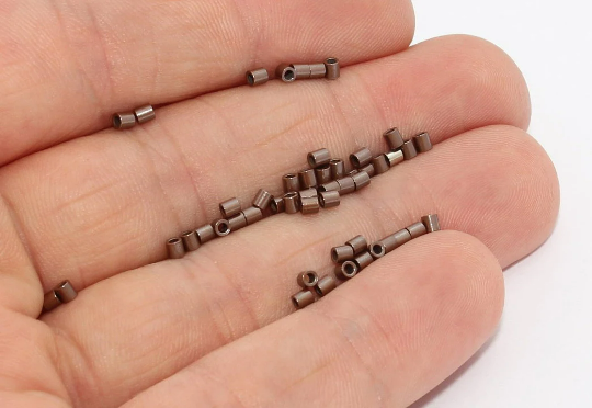 2x2mm Antik Bakır Kıvrım Boncukları, Kıvrım Tüpü, Küçük Kıvrım MTE976