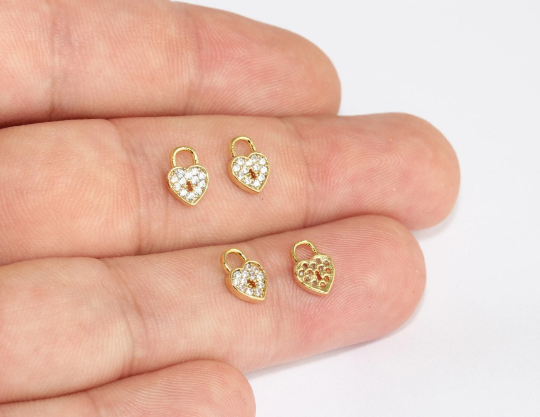 Shiny Gold Heart Lock Charms