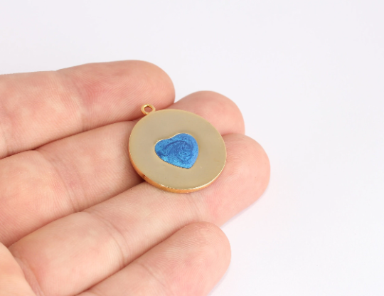 23x27mm 24k Shiny Gold Enamel Heart Charm, Gold,            MTE501