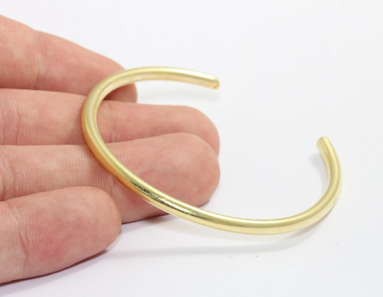 3,5mm Raw Brass Cuff Bracelet, Open Cuff Bangle, Adjustable CHK501