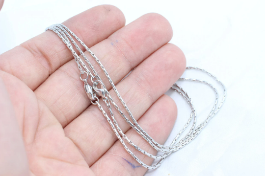 18 '' 1,3mm Silver Color Snake Necklace, Ready Made Necklace, BXB122-1
