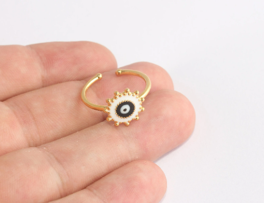 17-18mm 24k Shiny Gold Rings, Evil Eye Rings, Gold Sun,Gold XP224
