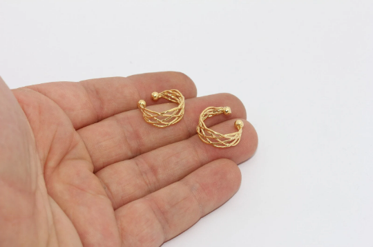 15mm 24k Shiny Gold Ring, Lace Ring, Mesh Ring, Chain MTE996