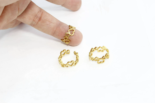 17mm Raw Brass Heart Rings, Width 7mm, Heart Rings, SOM307
