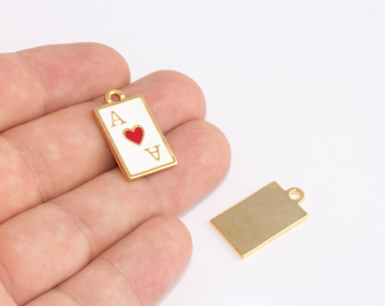 14x24mm 24k Shiny Gold Poker Player Gift Charms, Gold SLM398