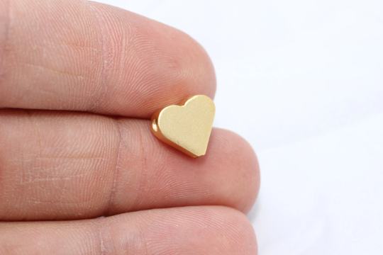 8x10mm 24k Matt Gold Heart Charms, Heart Pendants, MTE1392