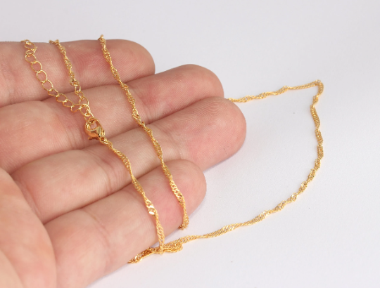 20" + 2" 24k Shiny Gold Ready Necklace, Finished Necklace CHK720-3