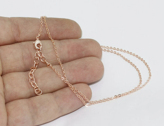 17" + 2" Rose Gold Necklace, Rose Gold Chain, Finished Necklace, CHK325-1
