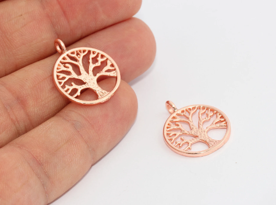 18x23mm Rose Gold Tree Of Life, Tree Of Life ,Flower MTE668