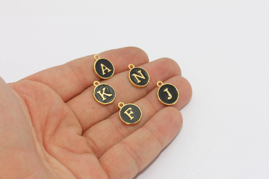 '10x12mm 24k Shiny Gold Letter Coins, Alphabet , Necklace  HRF11