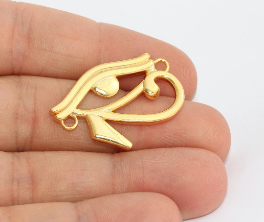 Occhio egizio in oro lucido 24k, 21x32 mm, occhio di Horus, MTE516