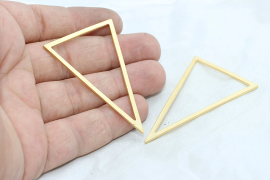 38x57mm 24 Ayar Mat Altın Üçgen Kolye, Geometrik, MTE37