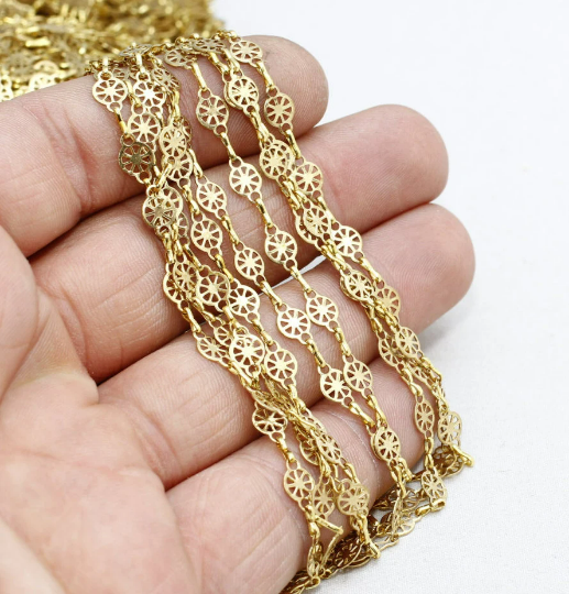 Raw Brass Filigree Chains
