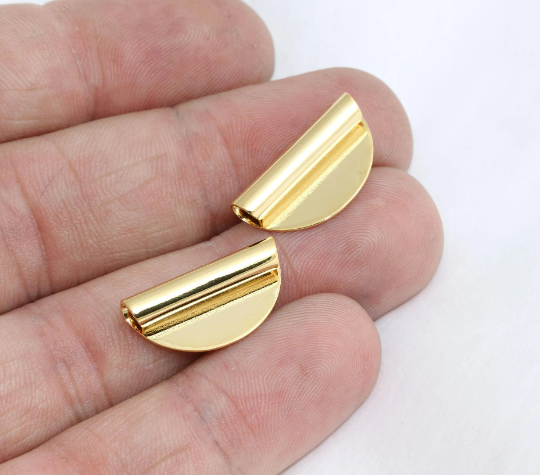 10x20mm 24k Shiny Gold Semicircle Pendant, Moon , BRT748