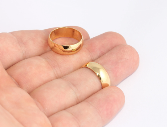 18mm 24k Shiny Gold Band Rings, Closed Rings, Gold SLM990
