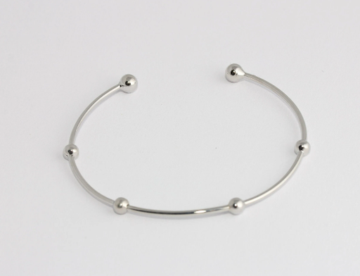 Rhodium Plated Wire Ball Bracelet