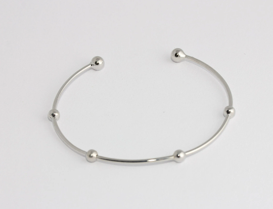 Rhodium Plated Wire Ball Bracelet